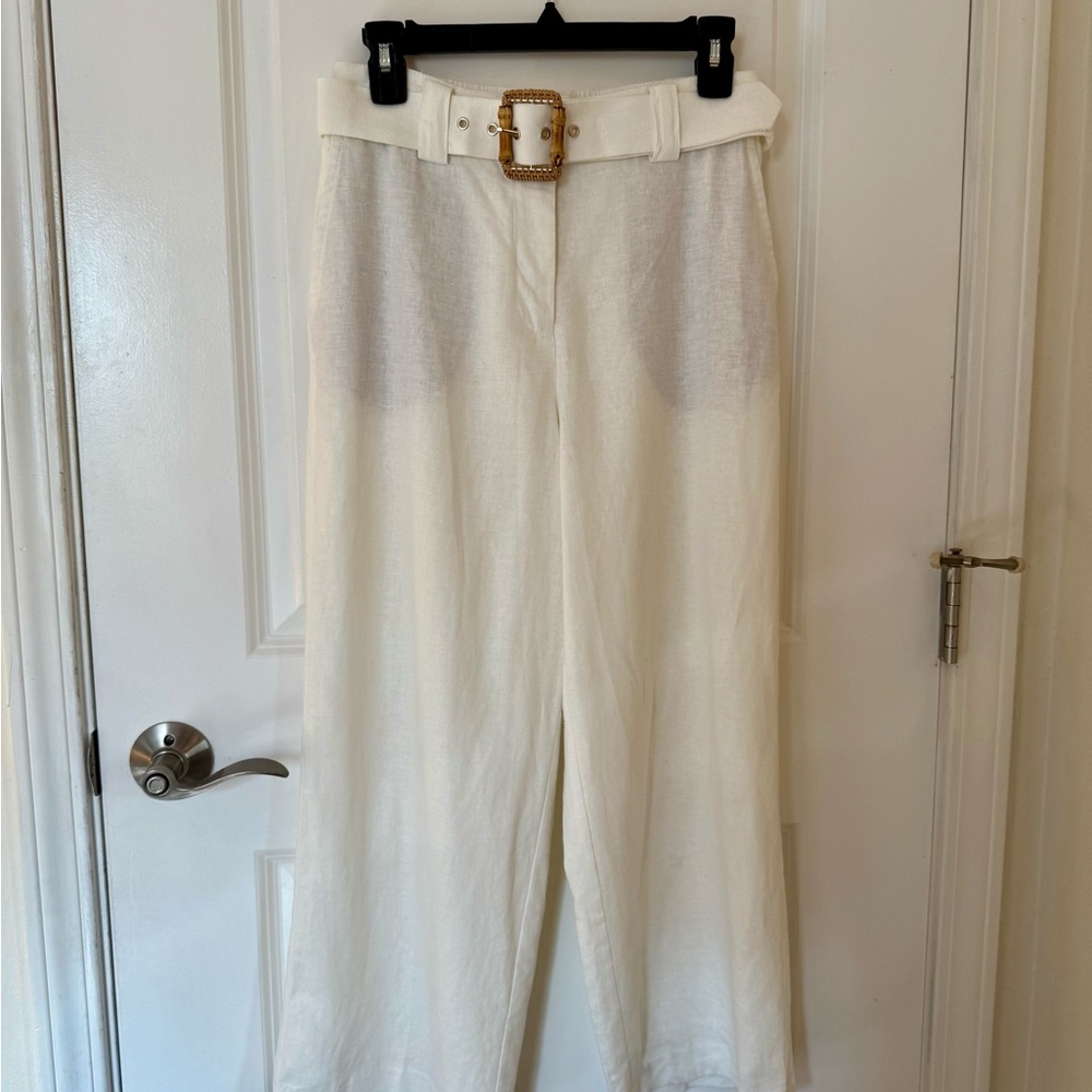 Rachel Zoe White Linen Pants with Belt